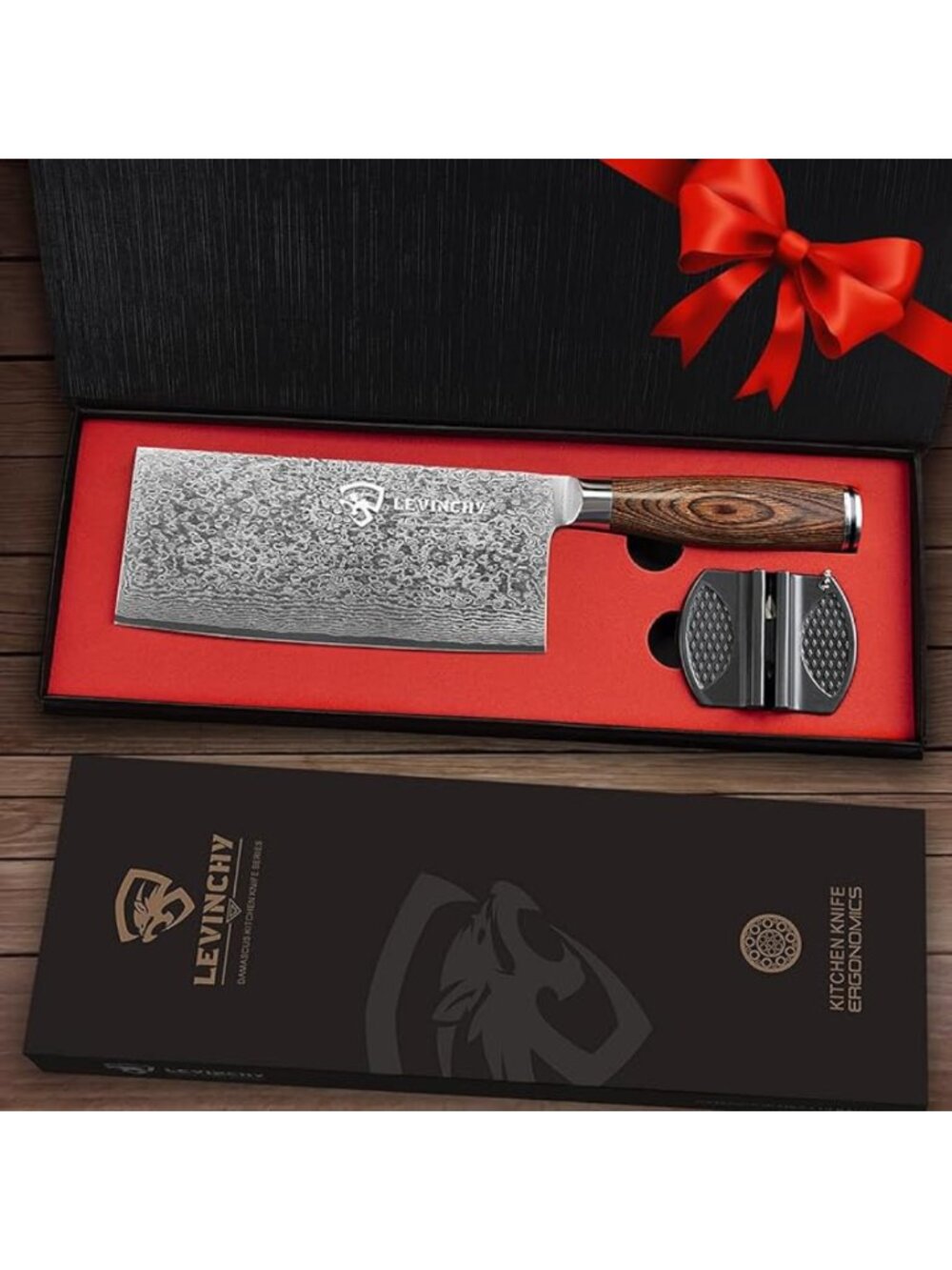 8” Damascus Cleaver Knife Handmade Stainless Steel PAKKA Wood Handle